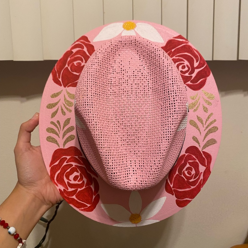 Pink Floral Straw Hat